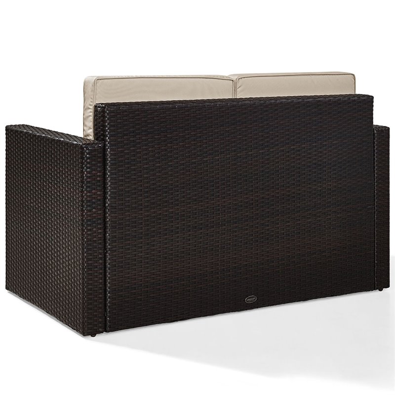 Home Square 2 Piece Wicker Patio Loveseat Set in Brown and Sand