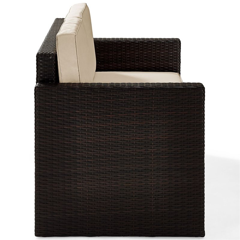 Home Square 2 Piece Wicker Patio Loveseat Set in Brown and Sand