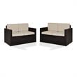 Home Square 2 Piece Wicker Patio Loveseat Set in Brown and Sand