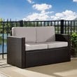 Home Square 2 Piece Wicker Patio Loveseat Set in Brown and Gray