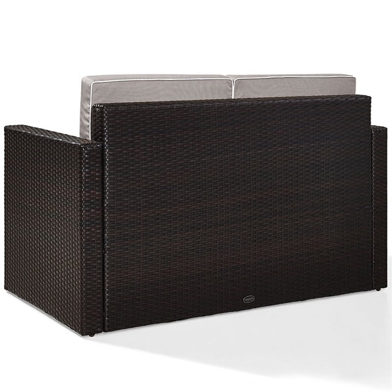 Home Square 2 Piece Wicker Patio Loveseat Set in Brown and Gray