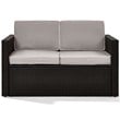 Home Square 2 Piece Wicker Patio Loveseat Set in Brown and Gray