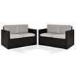 Home Square 2 Piece Wicker Patio Loveseat Set in Brown and Gray