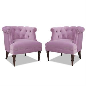 home square 2 piece tufted upholstered fabric accent chair set in lavender