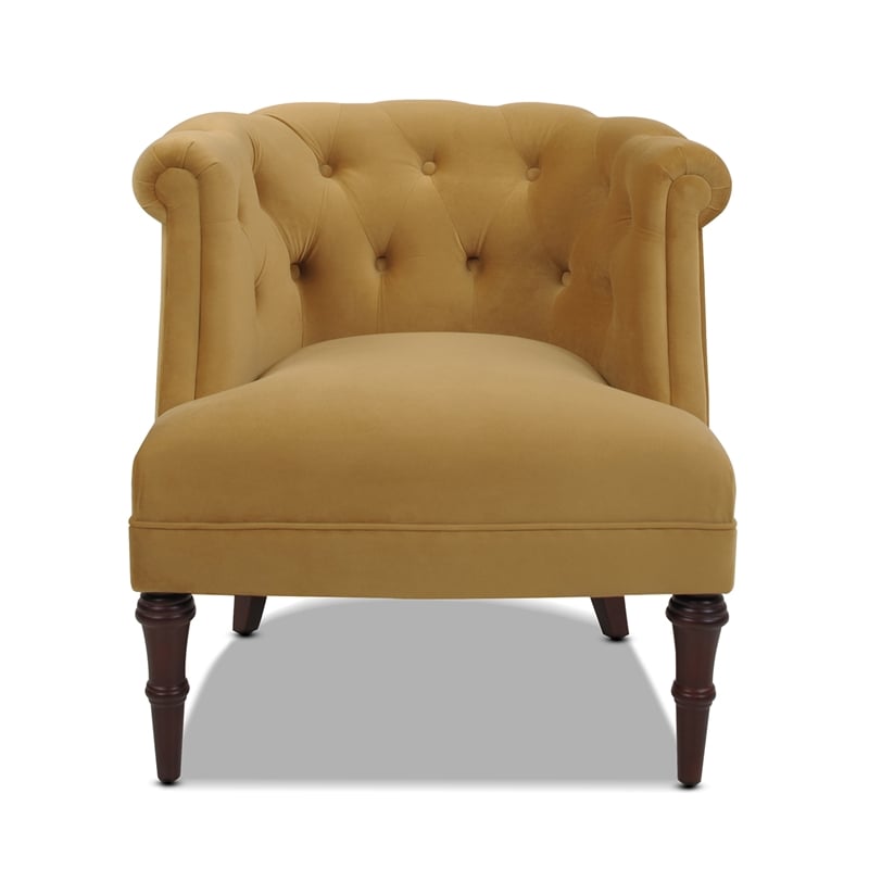 Home Square 2 Piece Tufted Upholstered Fabric Accent Chair Set in Gold