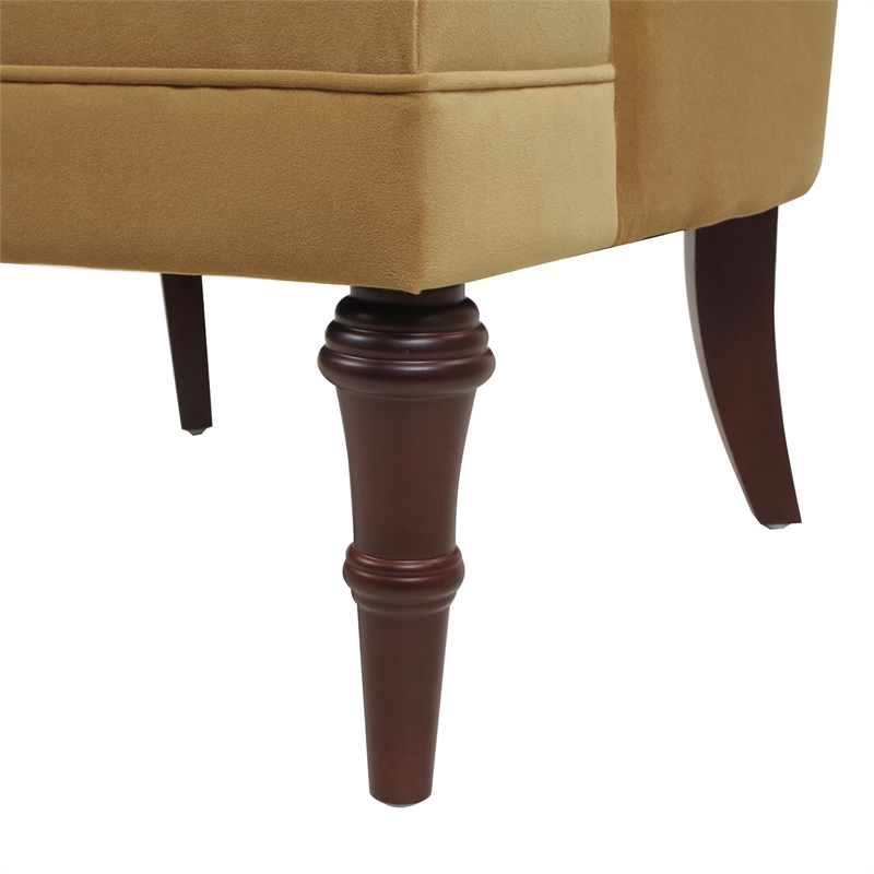 Home Square 2 Piece Tufted Upholstered Fabric Accent Chair Set in Gold