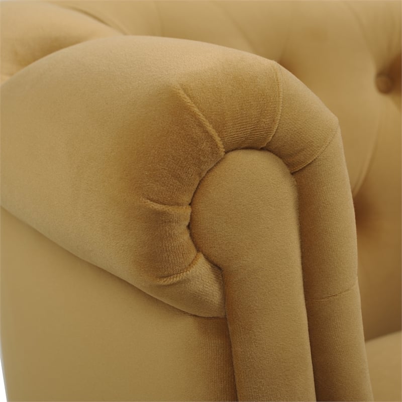 Home Square 2 Piece Tufted Upholstered Fabric Accent Chair Set in Gold