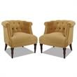 Home Square 2 Piece Tufted Upholstered Fabric Accent Chair Set in Gold
