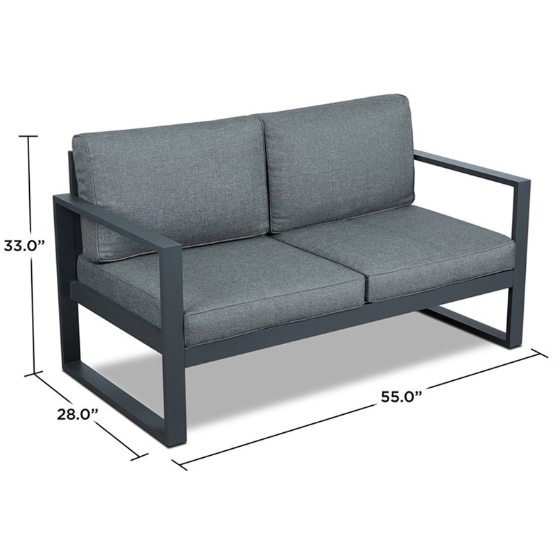 Home Square 2 Piece Aluminum Patio Loveseat Set in Gray