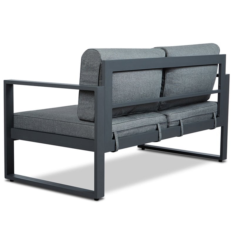 Home Square 2 Piece Aluminum Patio Loveseat Set in Gray
