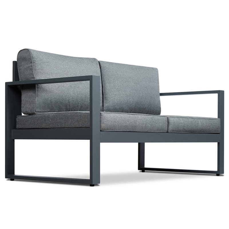 Home Square 2 Piece Aluminum Patio Loveseat Set in Gray