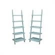 Home Square 2 Piece Ladder Wood Bookshelf Set in Sea Foam Green