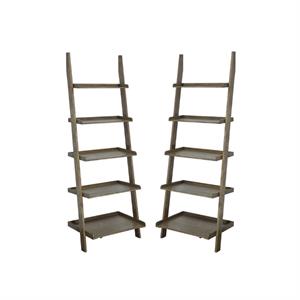 home square 2 piece ladder wood bookshelf set in natural driftwood