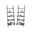 Home Square 2 Piece Traditional Ladder Wood Bookshelf Set in Gray
