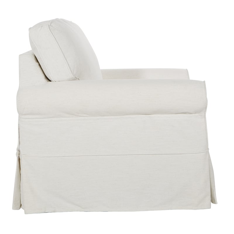 Home Square 2 Piece Slip Cover Fabric Accent Chair Set in Ivory Beige