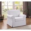 Home Square 2 Piece Slip Cover Fabric Accent Chair Set in Ivory Beige