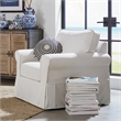 Home Square 2 Piece Slip Cover Fabric Accent Chair Set in Ivory Beige