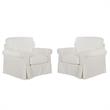 Home Square 2 Piece Slip Cover Fabric Accent Chair Set in Ivory Beige