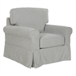 Home Square 2 Piece Slip Cover Fabric Accent Chair Set in Fog Gray