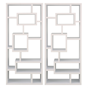 Furniture of America Hazo Modern Wood Open Bookcase in White Set of 2