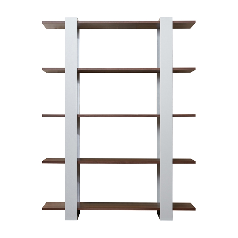 Furniture of America Bess Modern Wood 5 Shelf Bookcase in White Set of 2