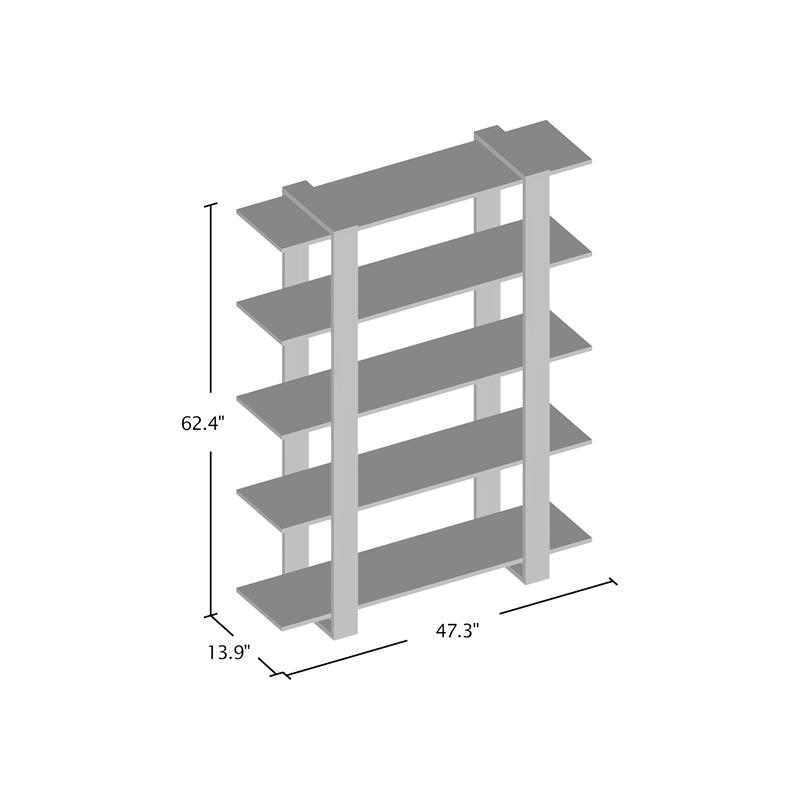 Furniture of America Bess Modern Wood 5 Shelf Bookcase in White Set of 2
