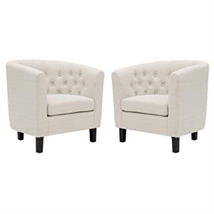 home square 2 piece tufted polyester fabric arm chair set in beige