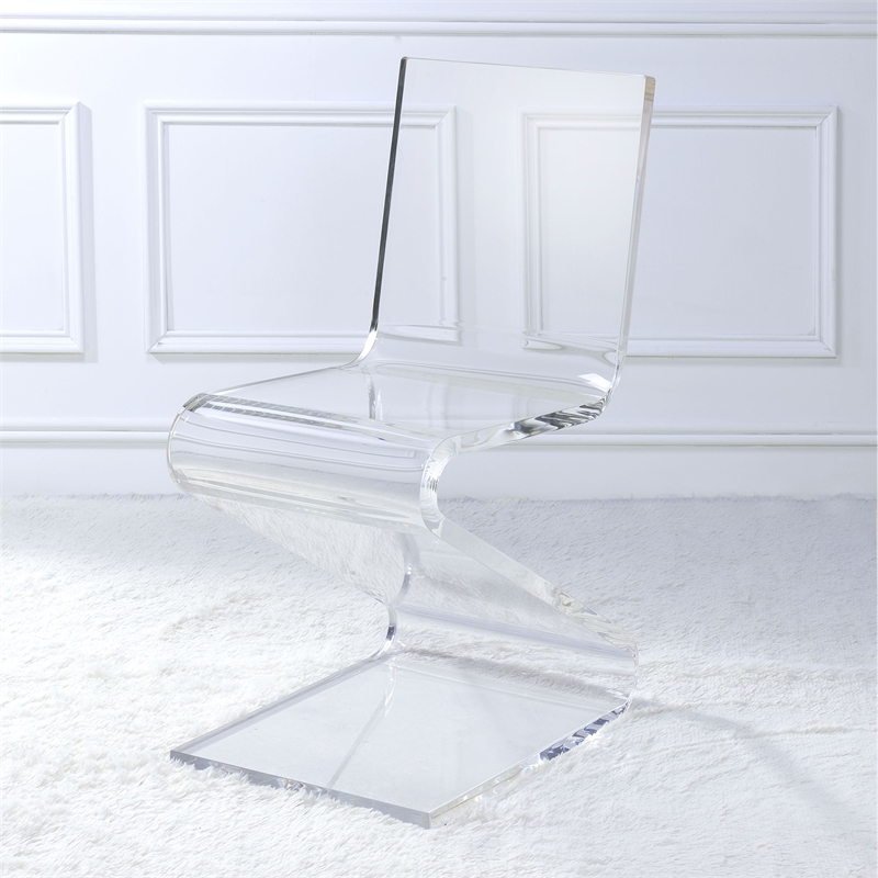Home Square 2 Piece Modern Acrylic Z-Chair Set in Clear