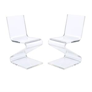 home square 2 piece modern acrylic z-chair set in clear