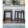 Home Square 2 Piece PU Upholstery Wood Counter Stool Set in Gray