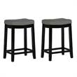 Home Square 2 Piece PU Upholstery Wood Counter Stool Set in Gray