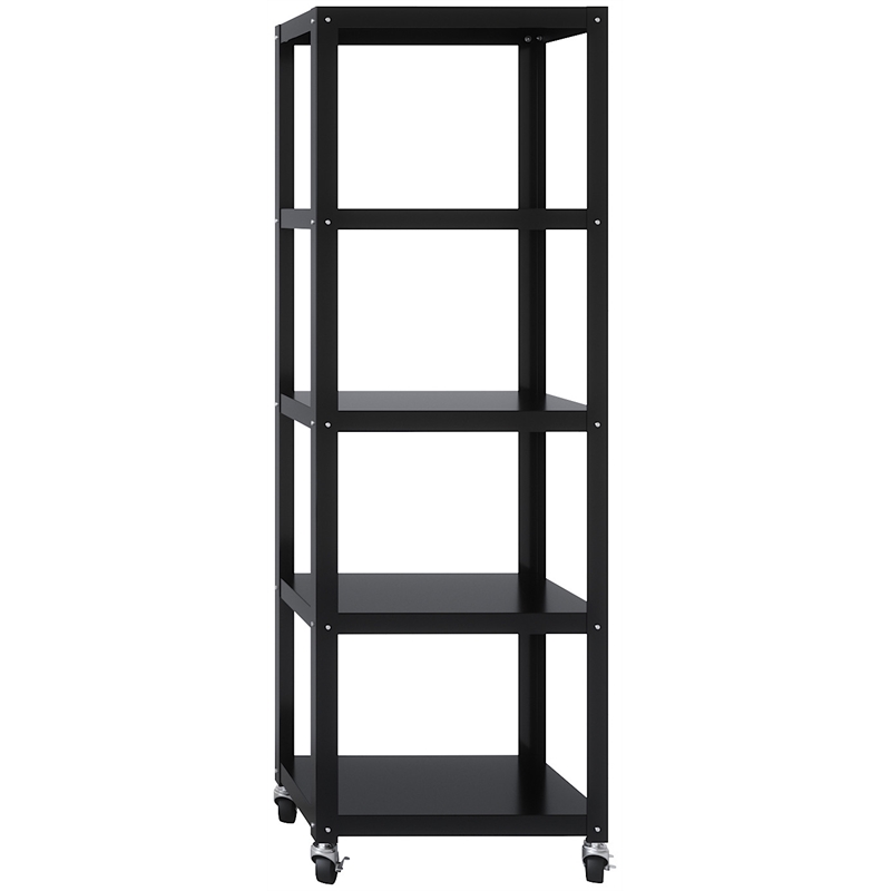 Home Square 5 Shelf Mobile Wood Bookcase Set in Black (Set of 2)