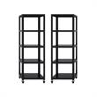 Home Square 5 Shelf Mobile Wood Bookcase Set in Black (Set of 2)