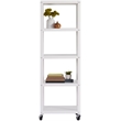 Home Square 5 Shelf Mobile Wood Bookcase Set in White (Set of 2)