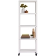 Home Square 5 Shelf Mobile Wood Bookcase Set in White (Set of 2)