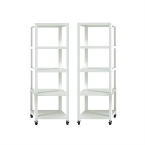 home square 5 shelf mobile wood bookcase set in white (set of 2)