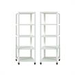 Home Square 5 Shelf Mobile Wood Bookcase Set in White (Set of 2)