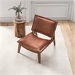 Home Square 2 Piece Mid Century Modern Leather Accent Chair Set in Cognac Tan