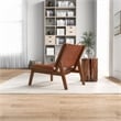Home Square 2 Piece Mid Century Modern Leather Accent Chair Set in Cognac Tan