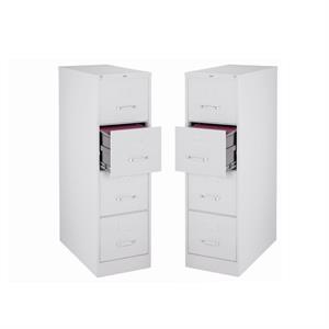 home square 4 drawer metal vertical filing cabinet set in light gray (set of 2)