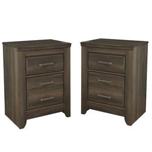 Home Square 2-Drawer Nightstand in Dark Brown ( Set of 2 )