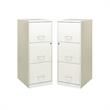 Home Square 3 Drawer Vertical Metal Filing Cabinet Set in Pearl White (Set of 2)