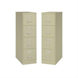 home square 4 drawer vertical metal filing cabinet set in putty/beige (set of 2)