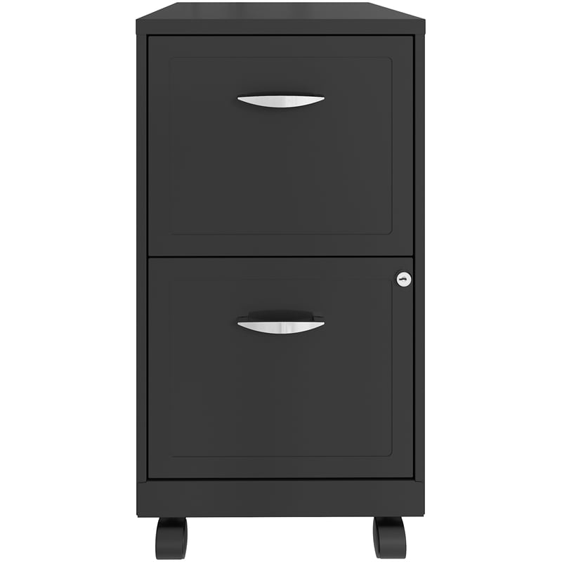 Home Square 2 Drawer Mobile Metal Filing Cabinet Set in Charcoal (Set of 2)
