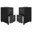 Home Square 2 Drawer Mobile Metal Filing Cabinet Set in Charcoal (Set of 2)