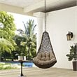 Home Square 2 Piece Patio Polyester Swing Chair Set in Black and Mocha