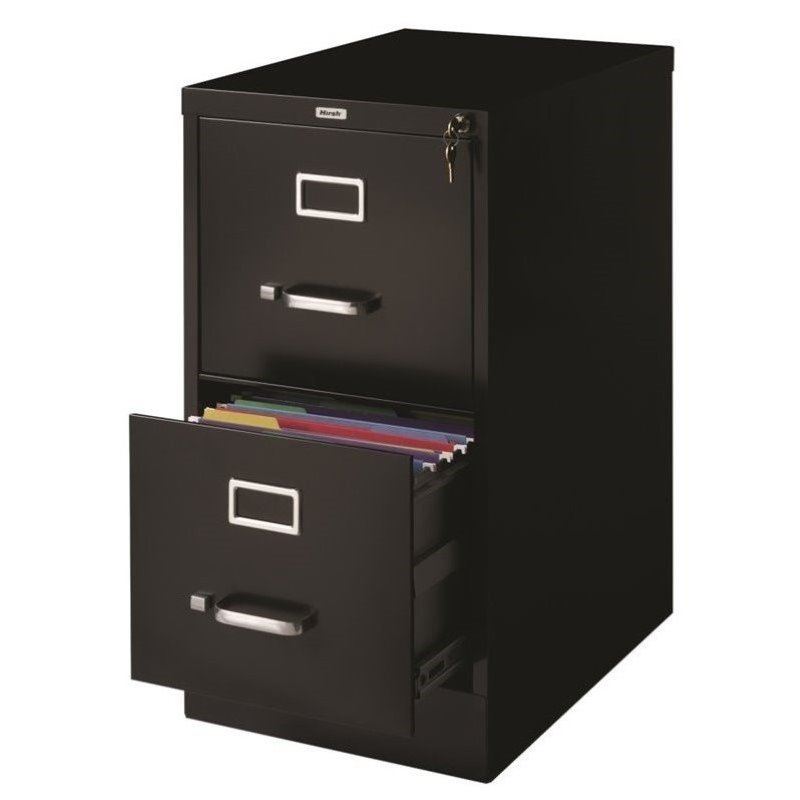 Home Square 2 Drawer Vertical Metal Filing Cabinet Set in Black (Set of 2)