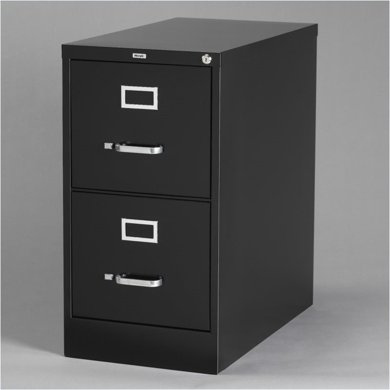 Home Square 2 Drawer Vertical Metal Filing Cabinet Set in Black (Set of 2)