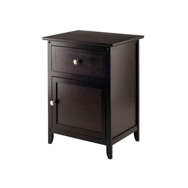 Home Square 2 Piece Wood Nightstand Set with Cabinet and Drawer in Espresso