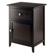 Home Square 2 Piece Wood Nightstand Set with Cabinet and Drawer in Espresso